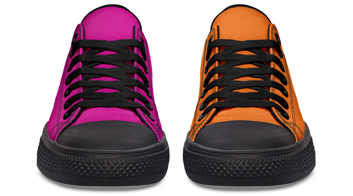 Pink And Orange Mismatched Low Tops