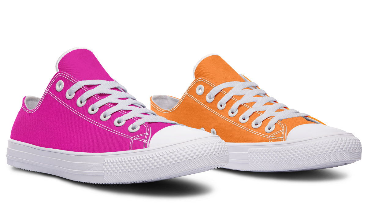 Pink And Orange Mismatched Low Tops