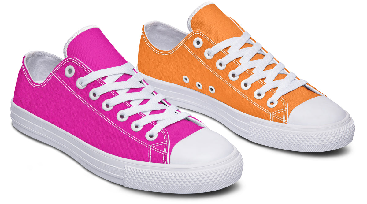 Pink And Orange Mismatched Low Tops