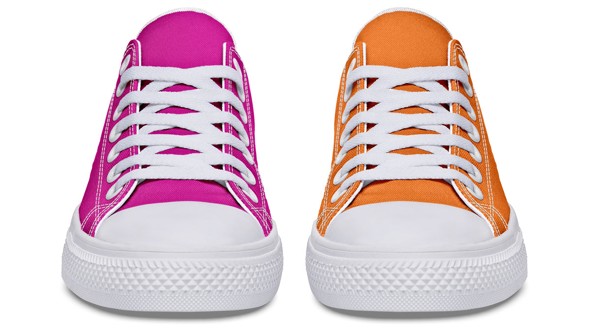 Pink And Orange Mismatched Low Tops