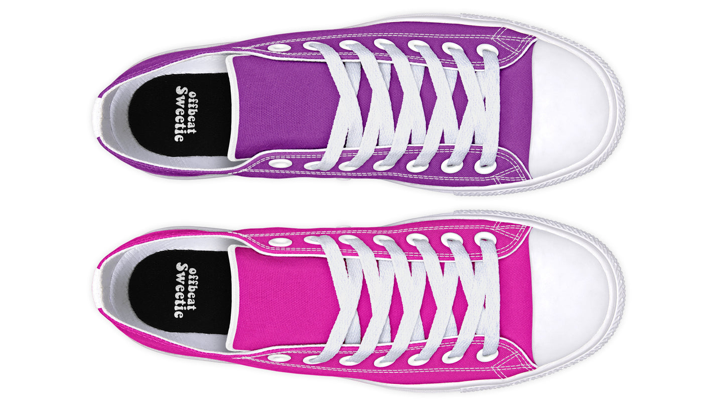 Purple And Pink Mismatched Low Tops