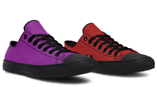 Purple And Red Mismatched Low Tops