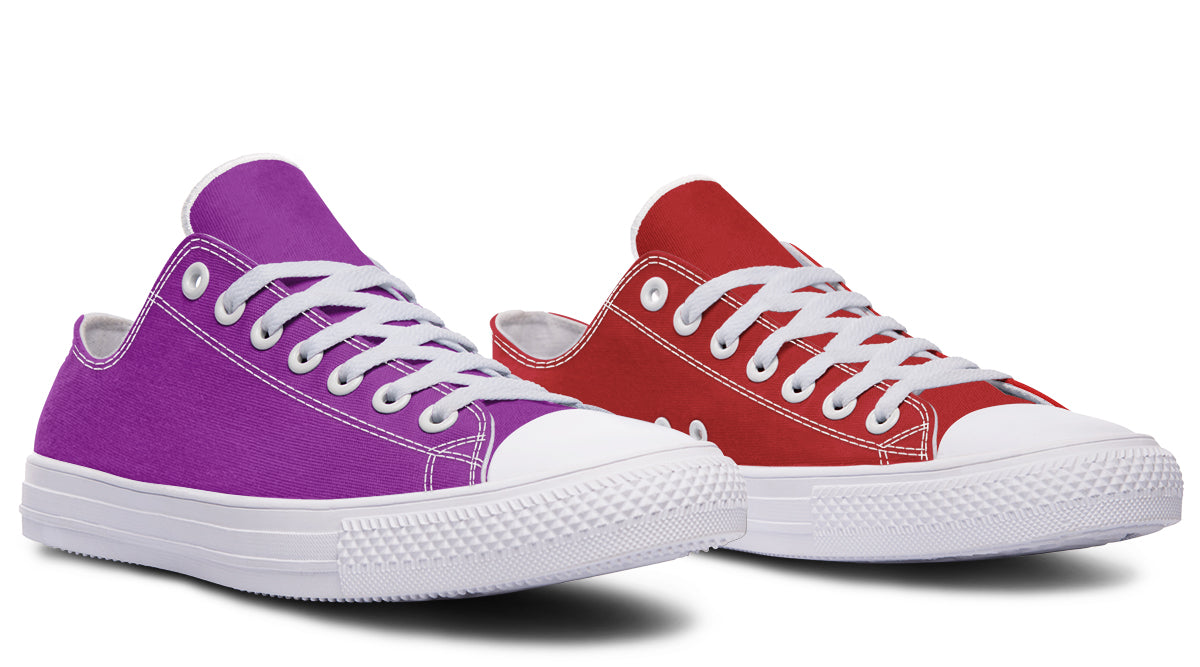 Purple And Red Mismatched Low Tops