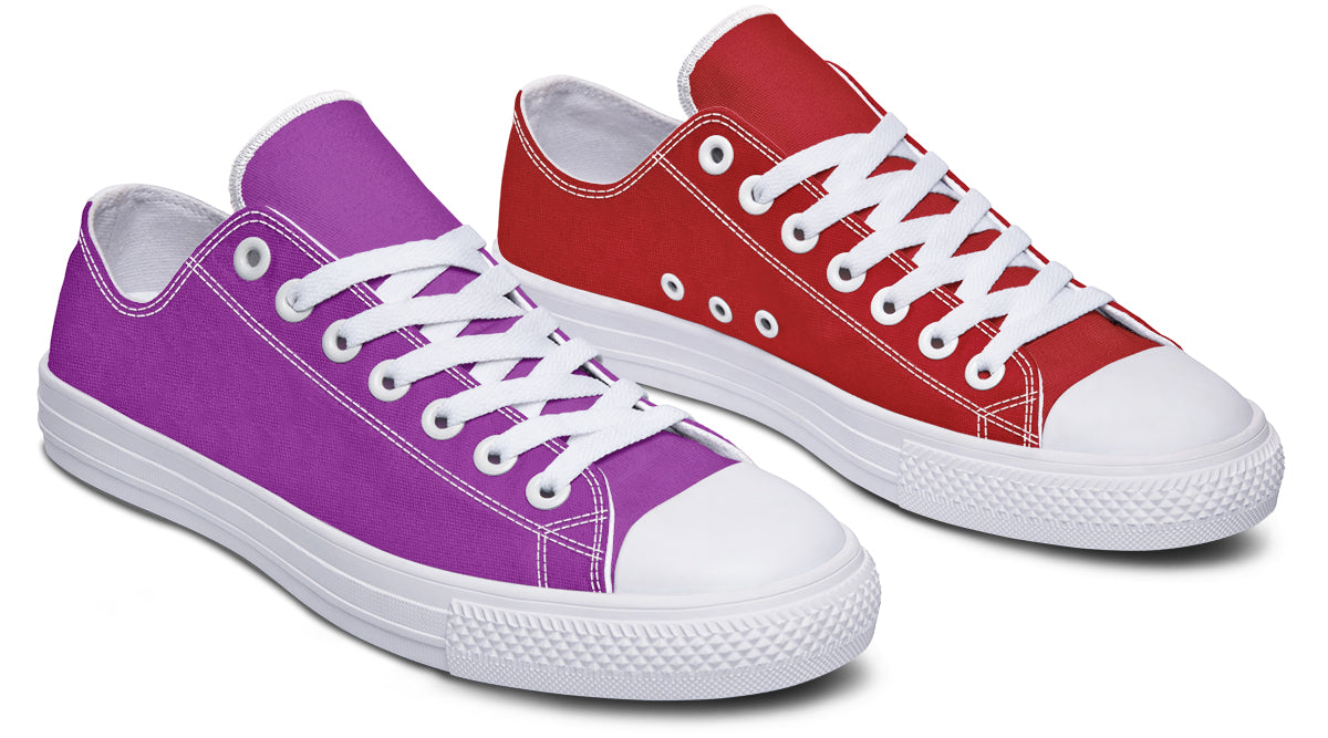 Purple And Red Mismatched Low Tops