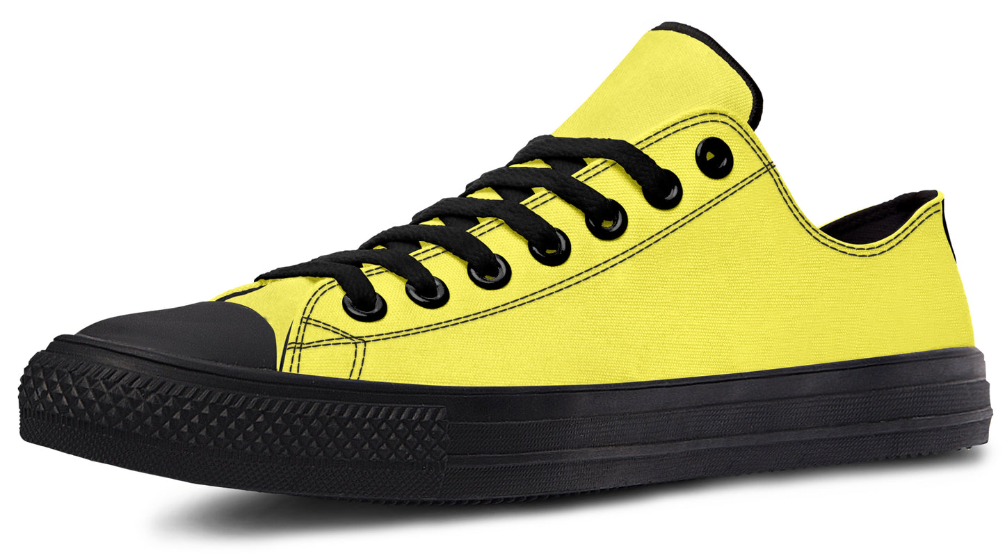 Yellow And Purple Mismatched Low Tops