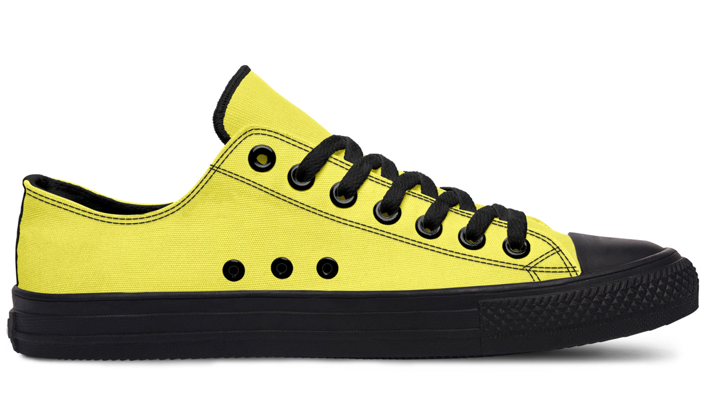 Yellow And Purple Mismatched Low Tops