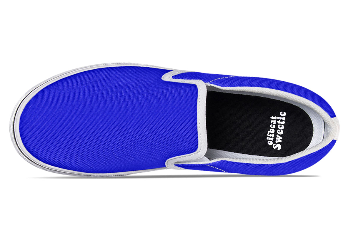 Blue And Pink Mismatch Slip Ons