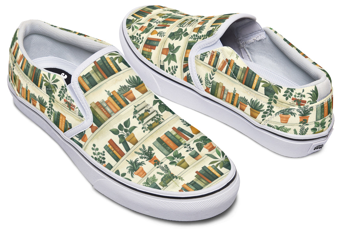 Books And Plants Slip Ons