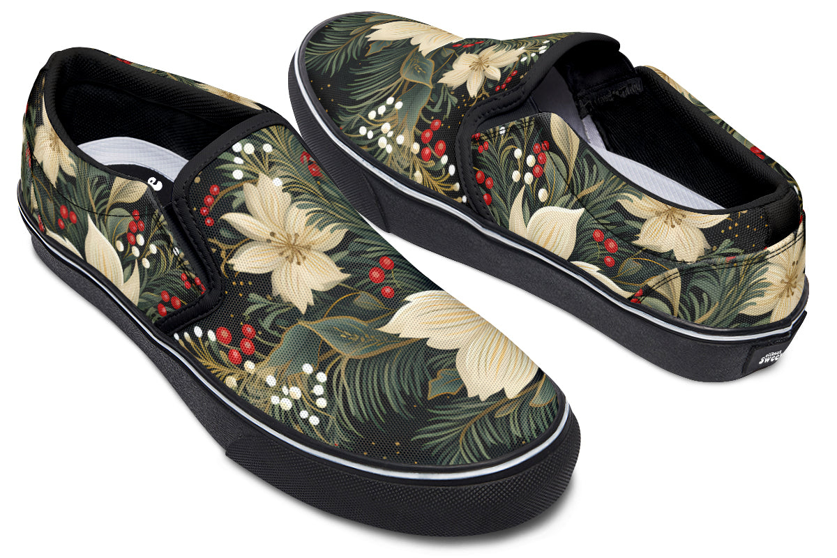 Christmas Flora Slip Ons