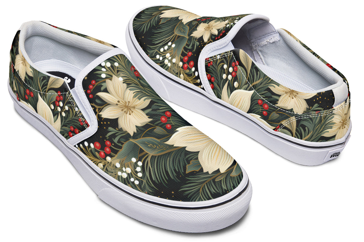 Christmas Flora Slip Ons