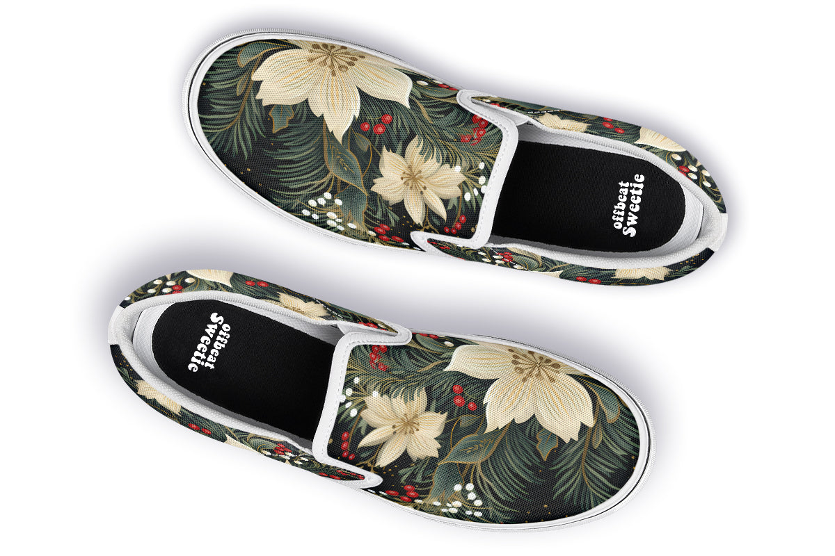 Christmas Flora Slip Ons