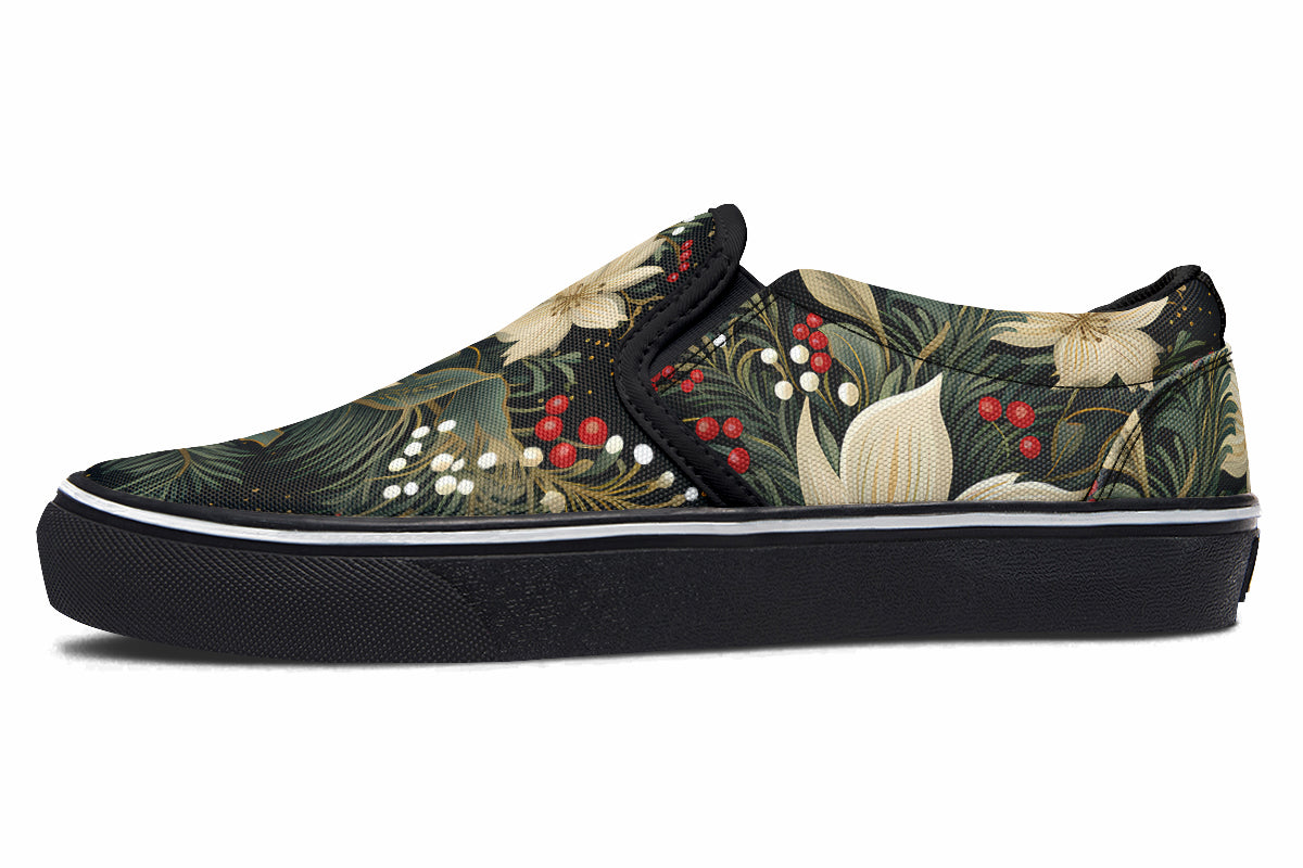 Christmas Flora Slip Ons