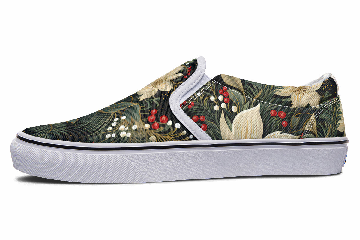 Christmas Flora Slip Ons