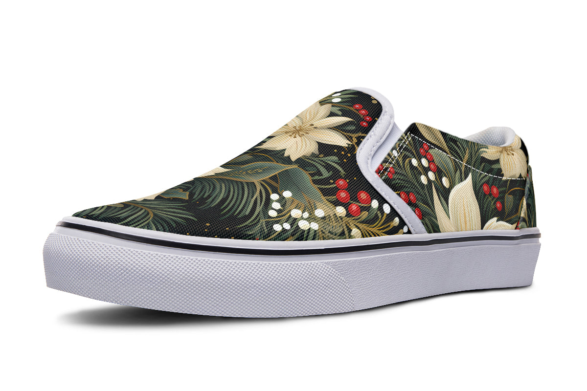 Christmas Flora Slip Ons