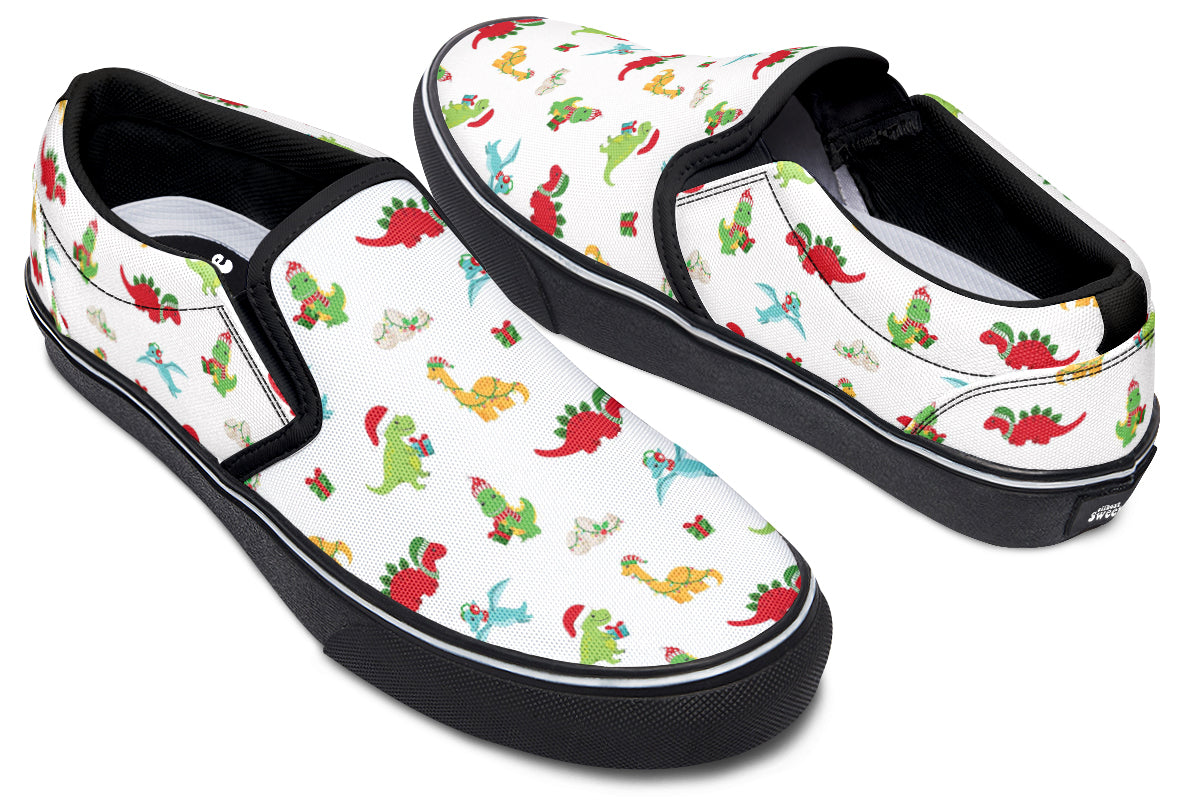 Dino Christmas Slip Ons