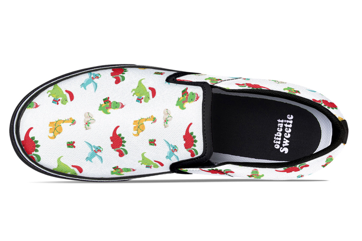 Dino Christmas Slip Ons