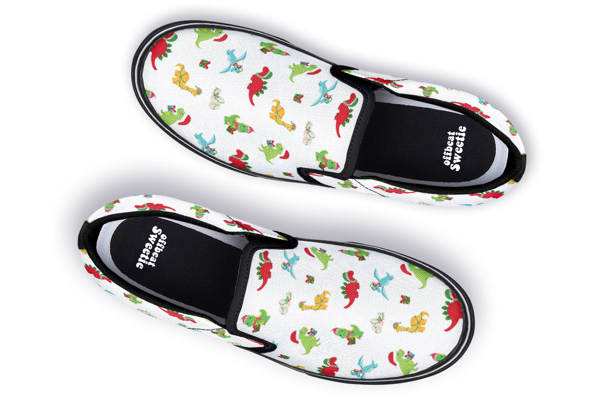 Dino Christmas Slip Ons