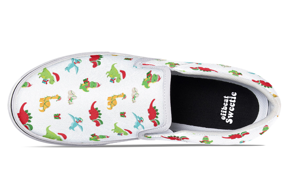 Dino Christmas Slip Ons