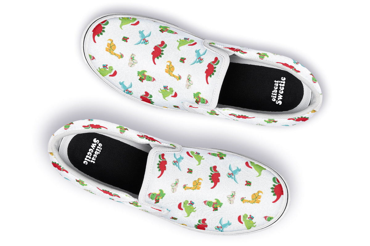 Dino Christmas Slip Ons