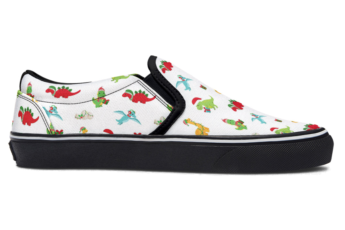 Dino Christmas Slip Ons