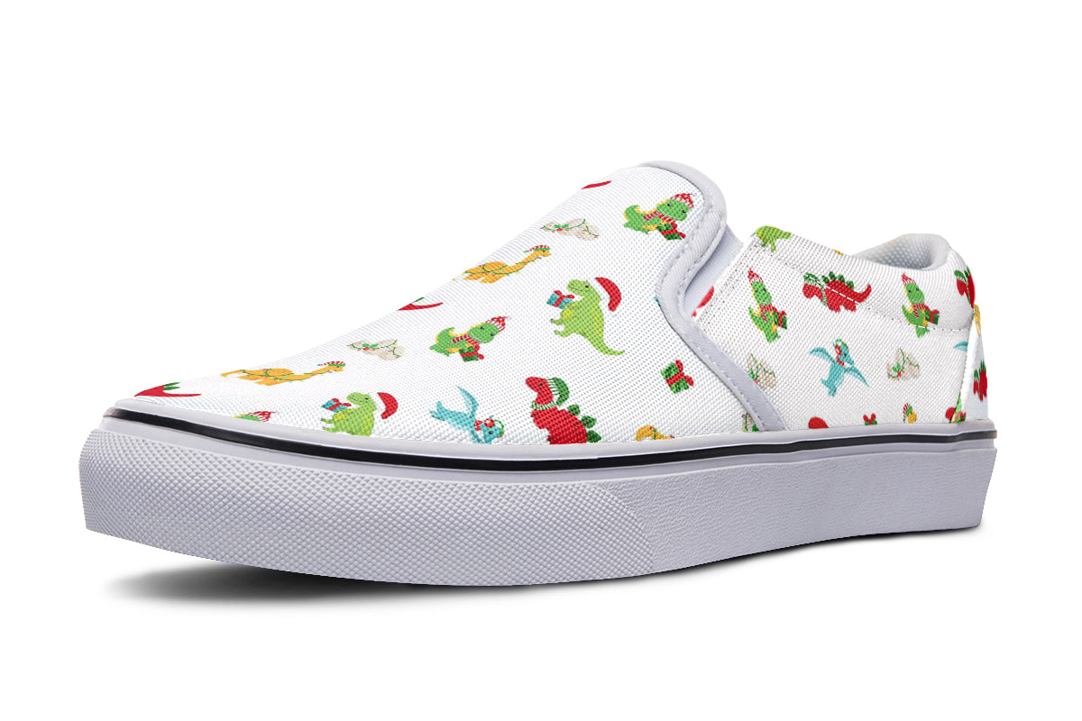 Dino Christmas Slip Ons