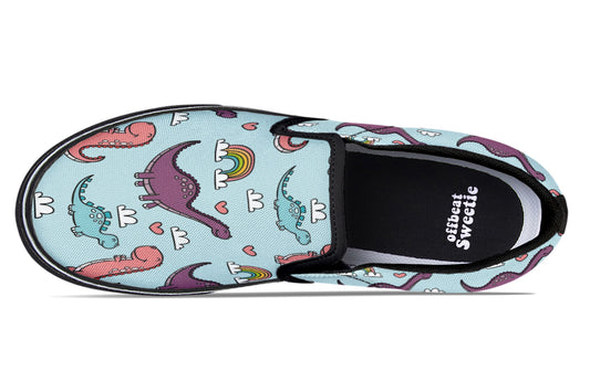 Dinos And Rainbows Slip Ons