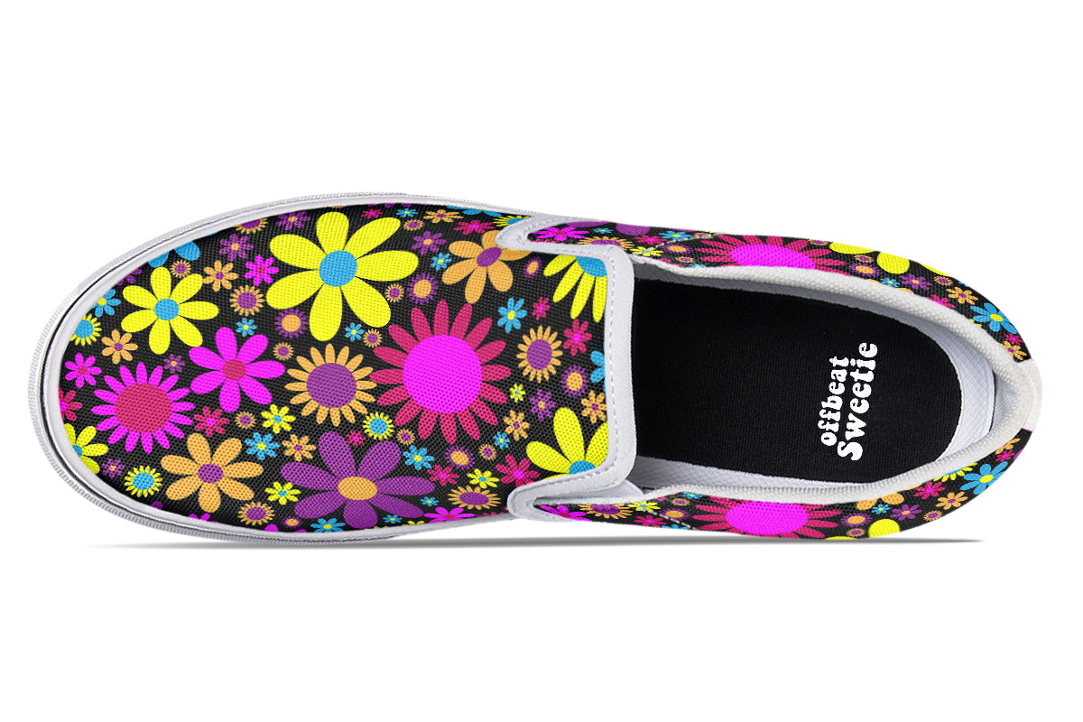 Funky Retro Flowers Slip Ons