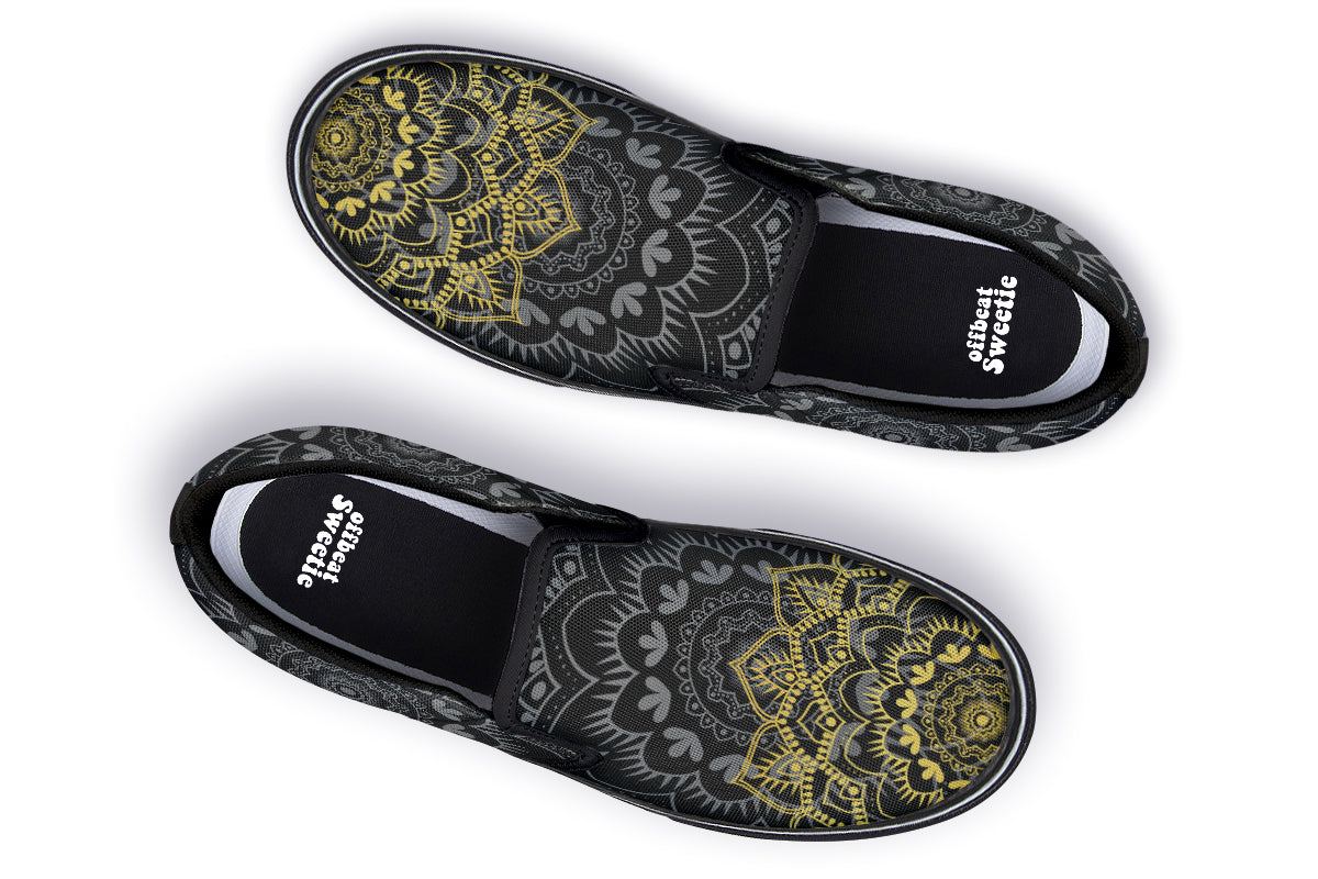 Golden Mandala Slip Ons