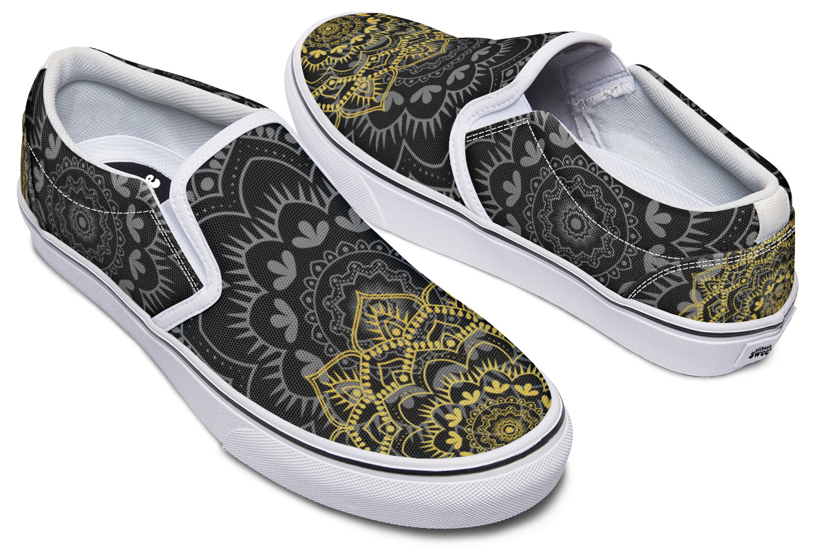 Golden Mandala Slip Ons