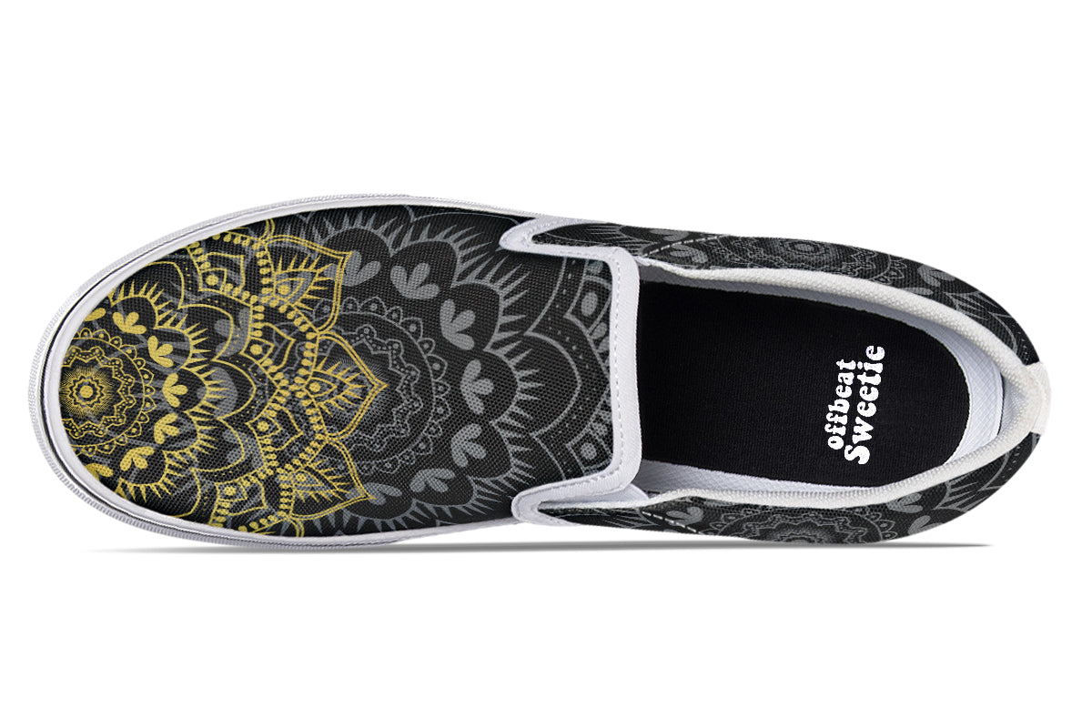 Golden Mandala Slip Ons