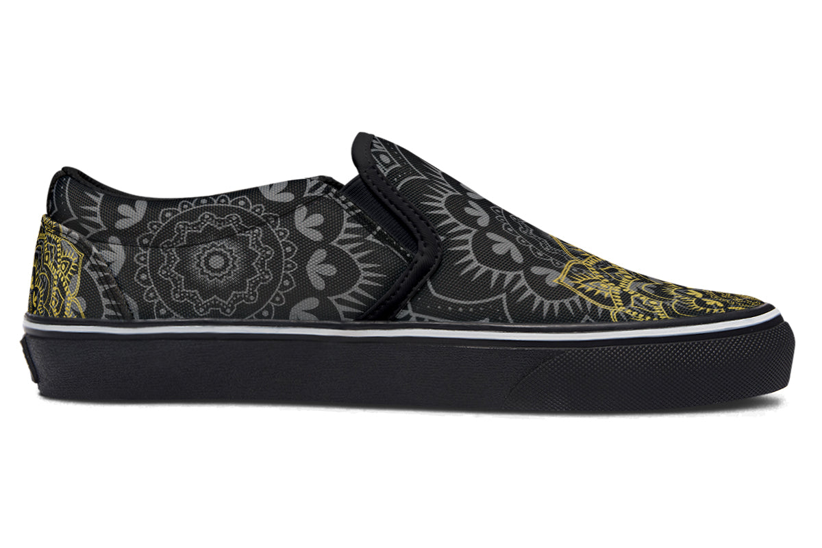 Golden Mandala Slip Ons