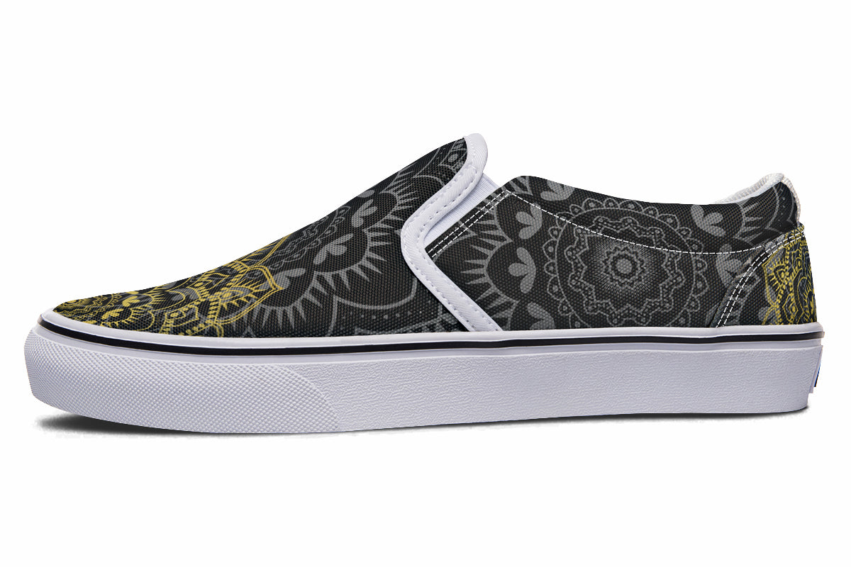 Golden Mandala Slip Ons