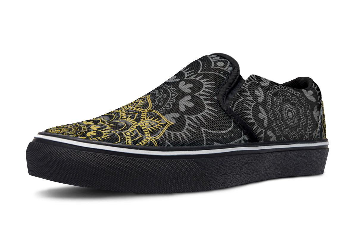 Golden Mandala Slip Ons