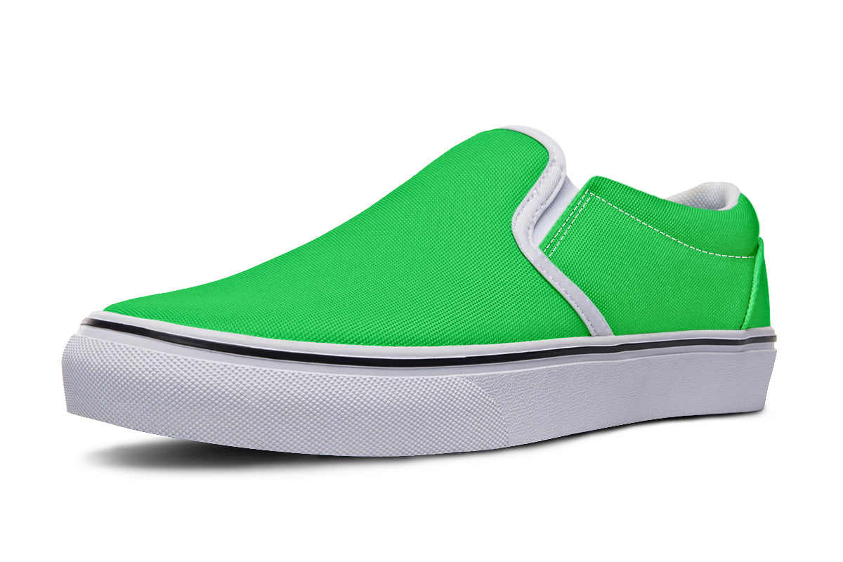 Green And Purple Mismatch Slip Ons