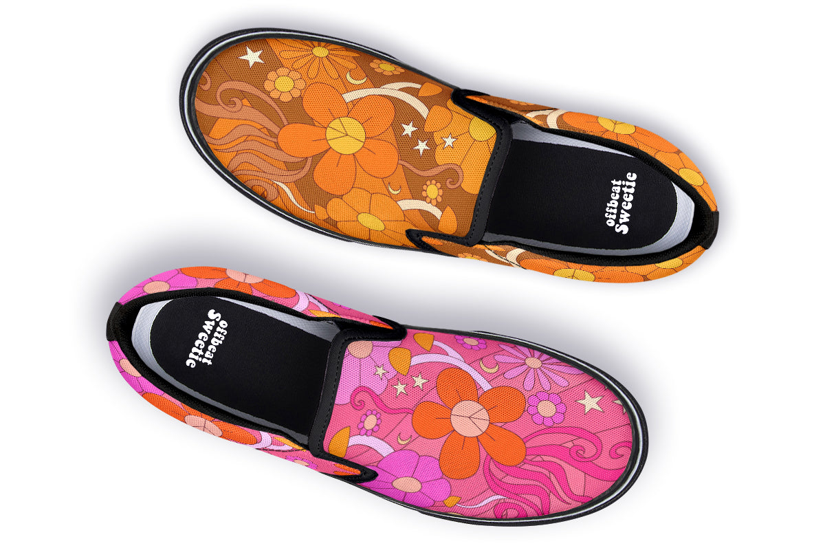 Molly's Mismatched Retro Daisies Slip Ons