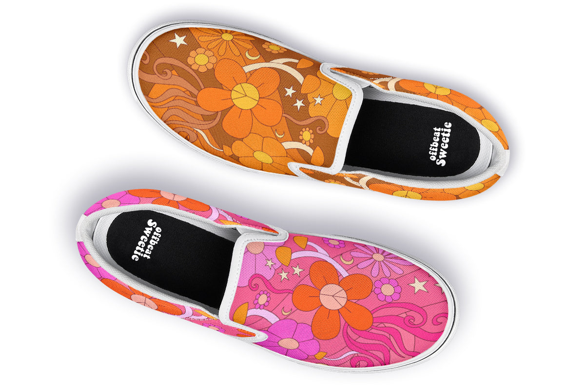 Molly's Mismatched Retro Daisies Slip Ons