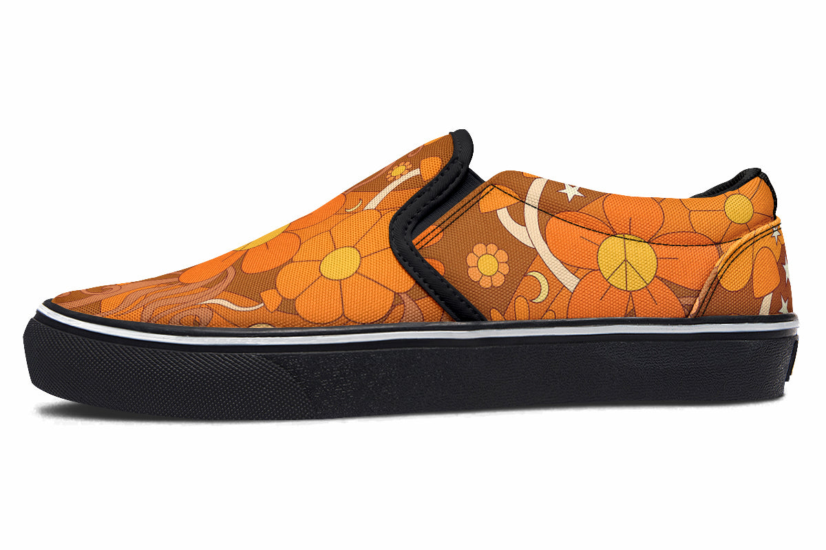 Molly's Mismatched Retro Daisies Slip Ons