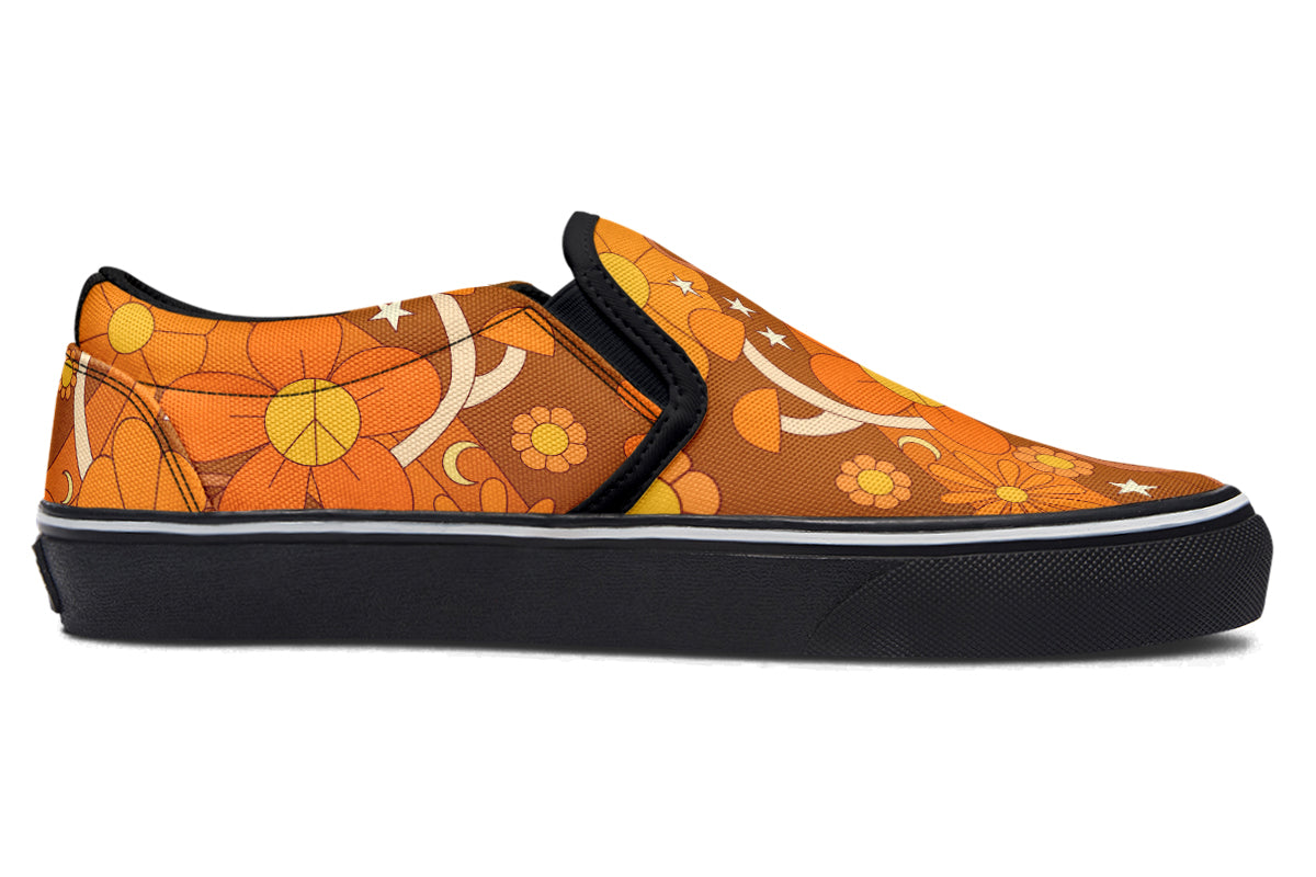 Molly's Mismatched Retro Daisies Slip Ons