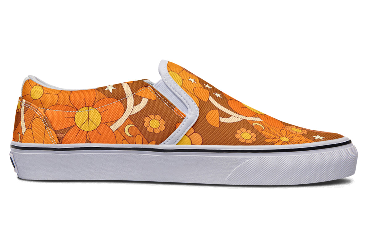 Molly's Mismatched Retro Daisies Slip Ons