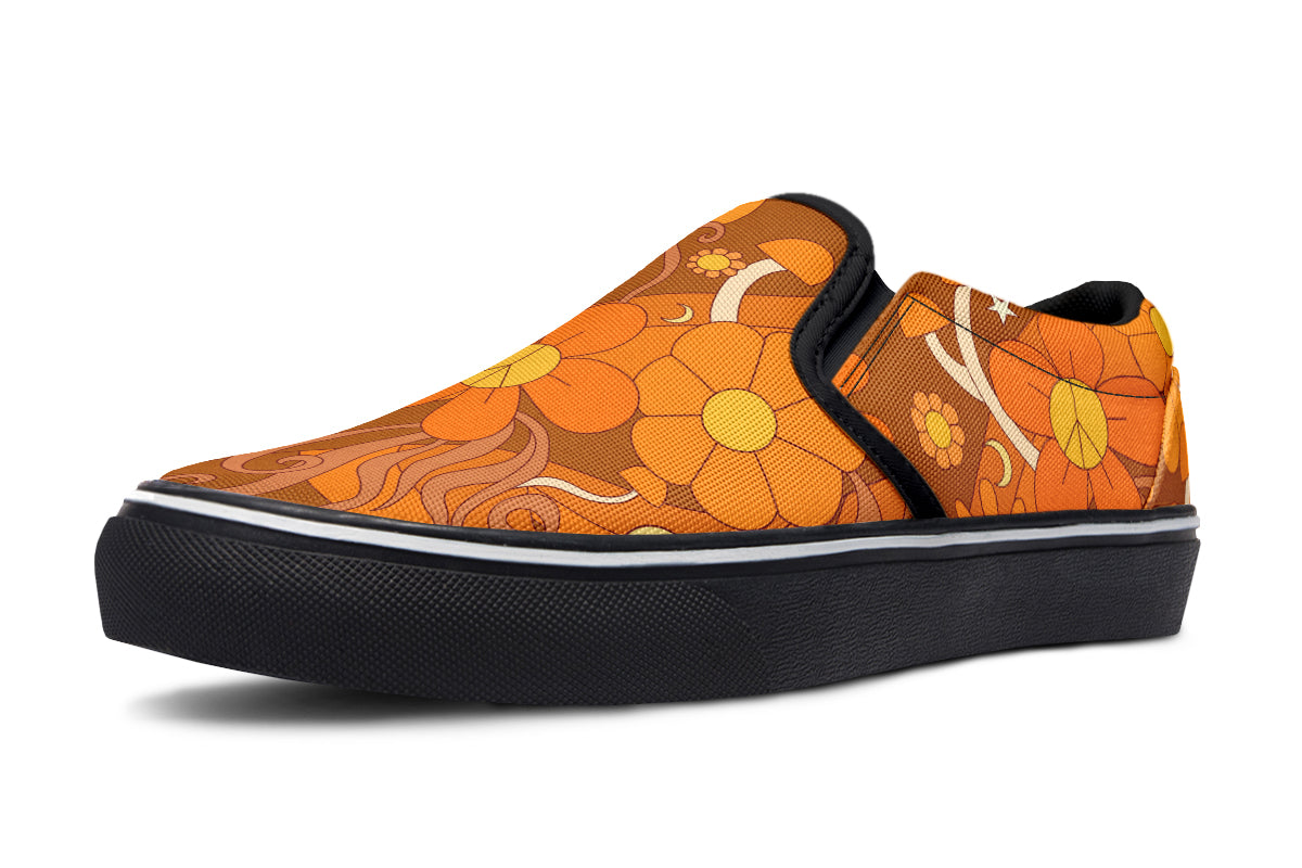 Molly's Mismatched Retro Daisies Slip Ons