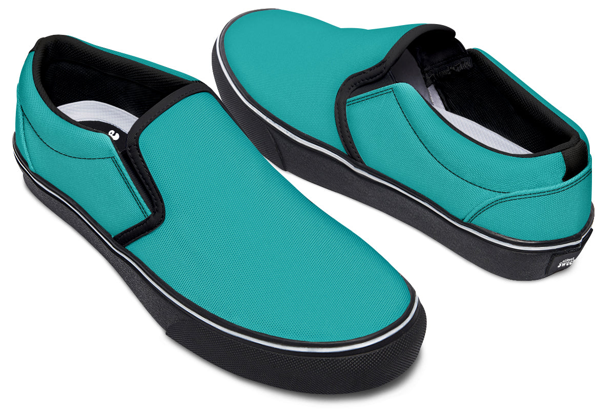 Pennyroyal Teal Slip Ons