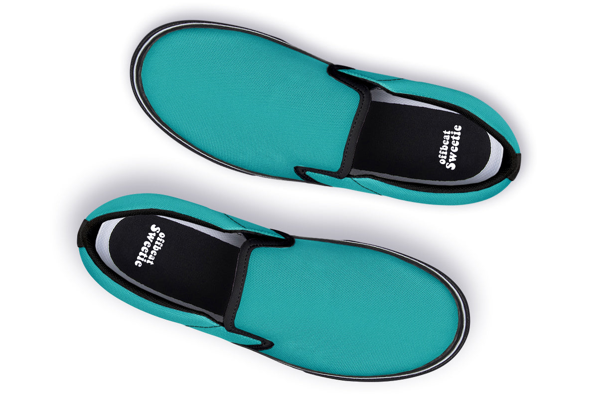 Pennyroyal Teal Slip Ons