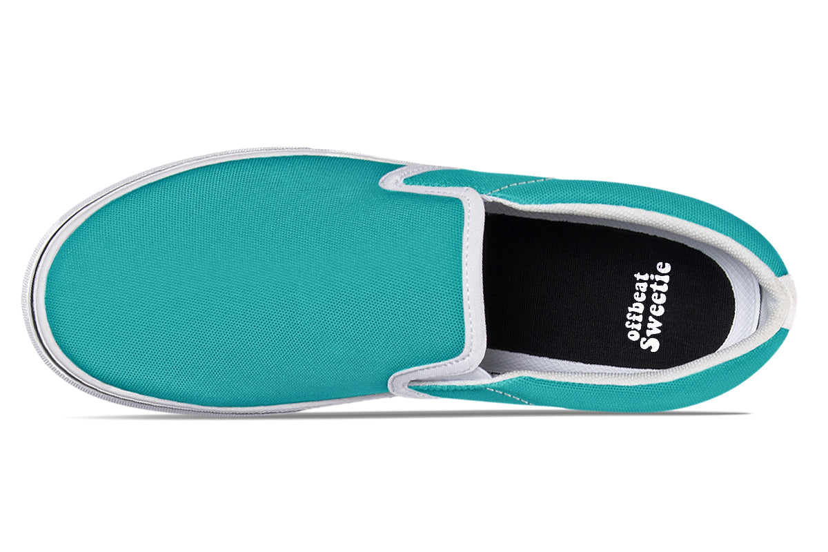 Pennyroyal Teal Slip Ons