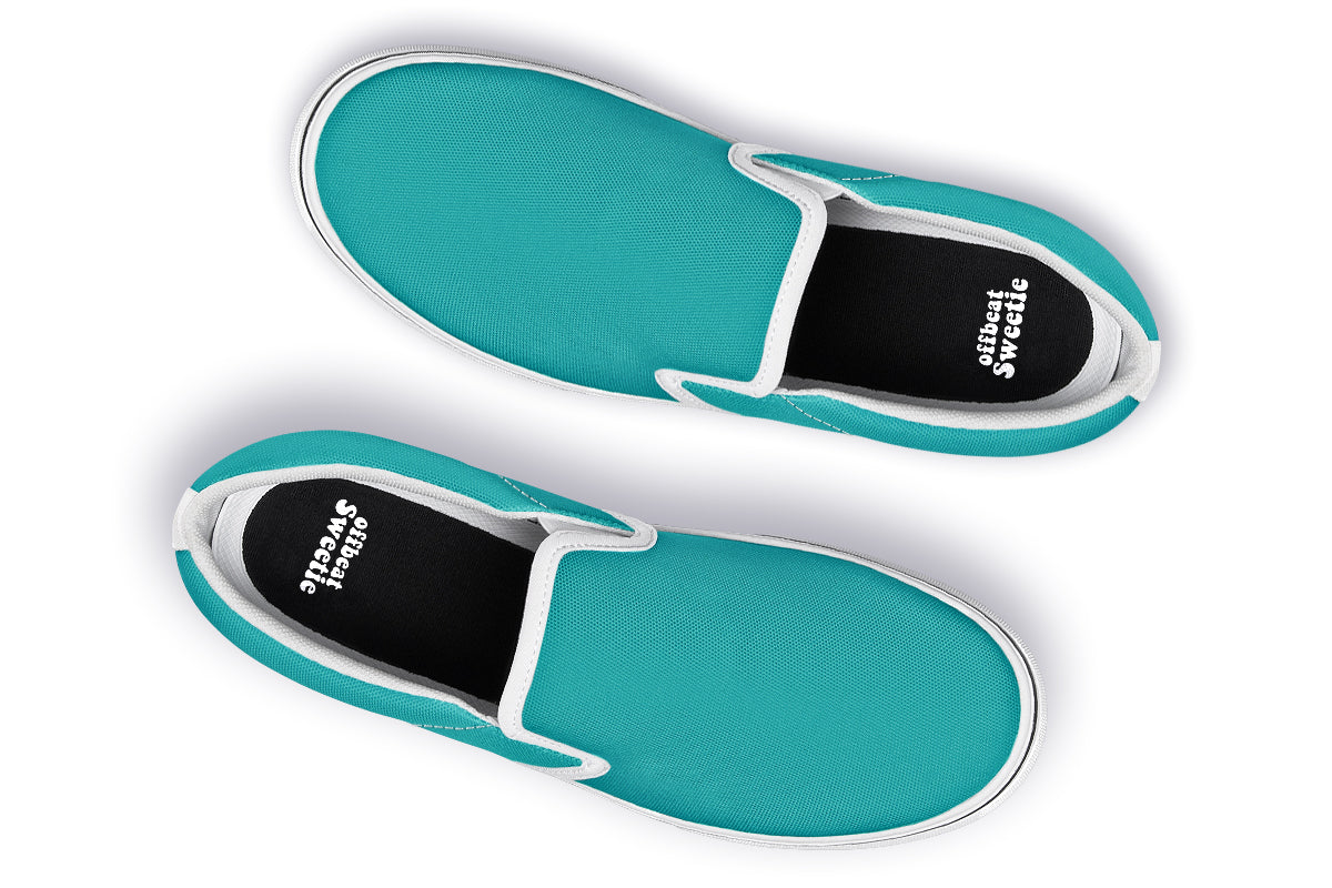 Pennyroyal Teal Slip Ons