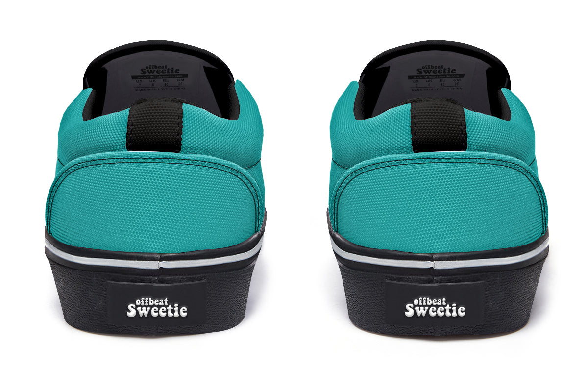 Pennyroyal Teal Slip Ons