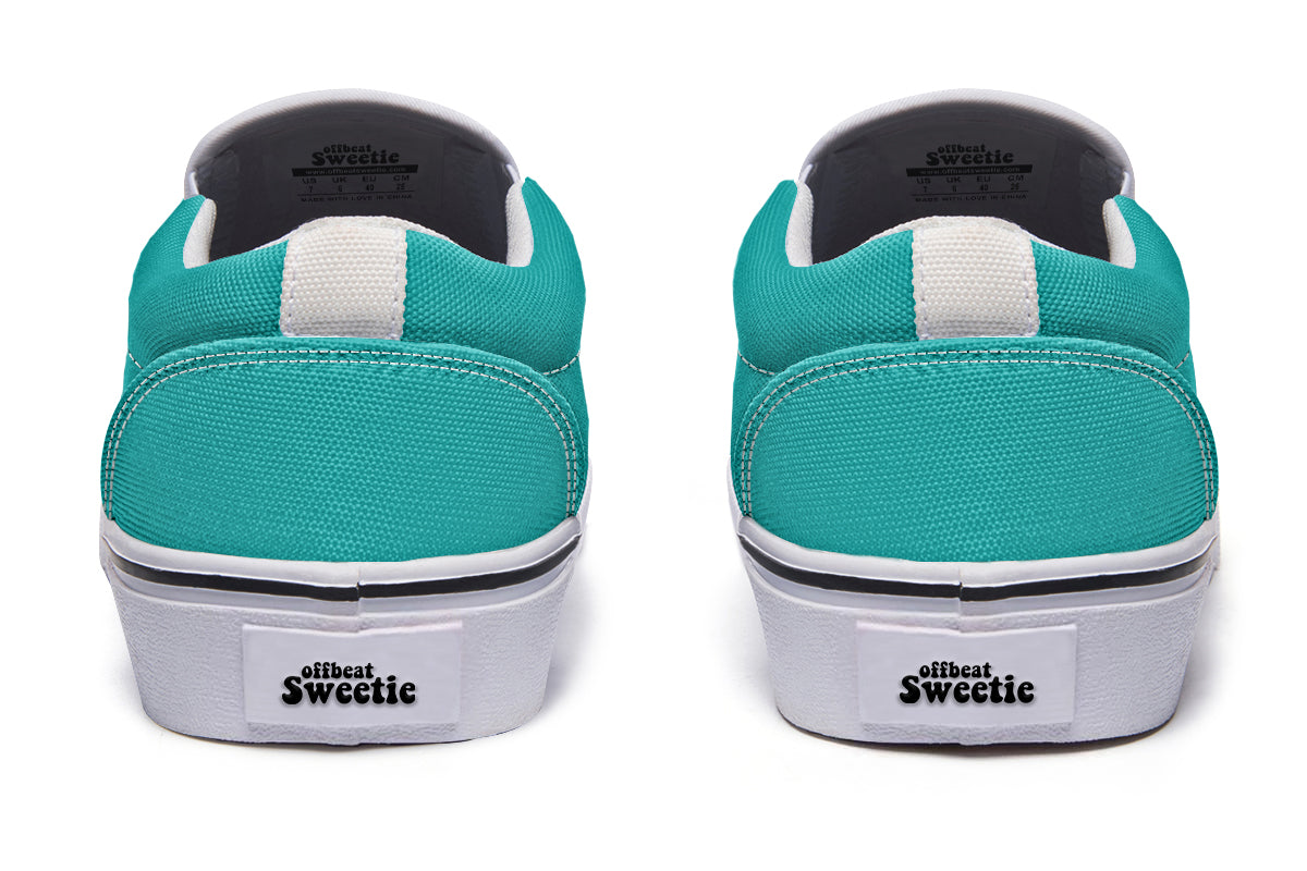 Pennyroyal Teal Slip Ons