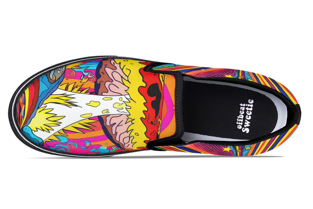 Psychedelic Mushies Slip Ons