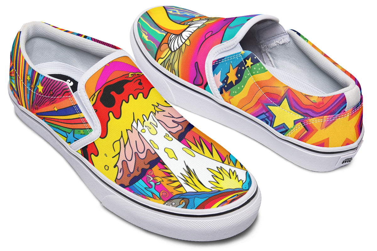 Psychedelic Mushies Slip Ons