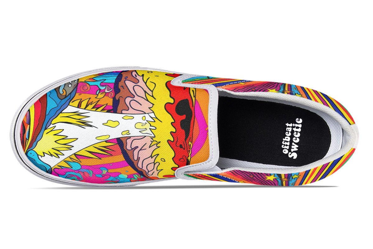 Psychedelic Mushies Slip Ons