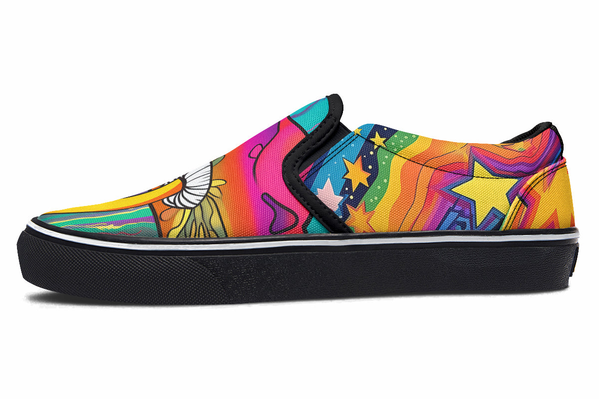 Psychedelic Mushies Slip Ons